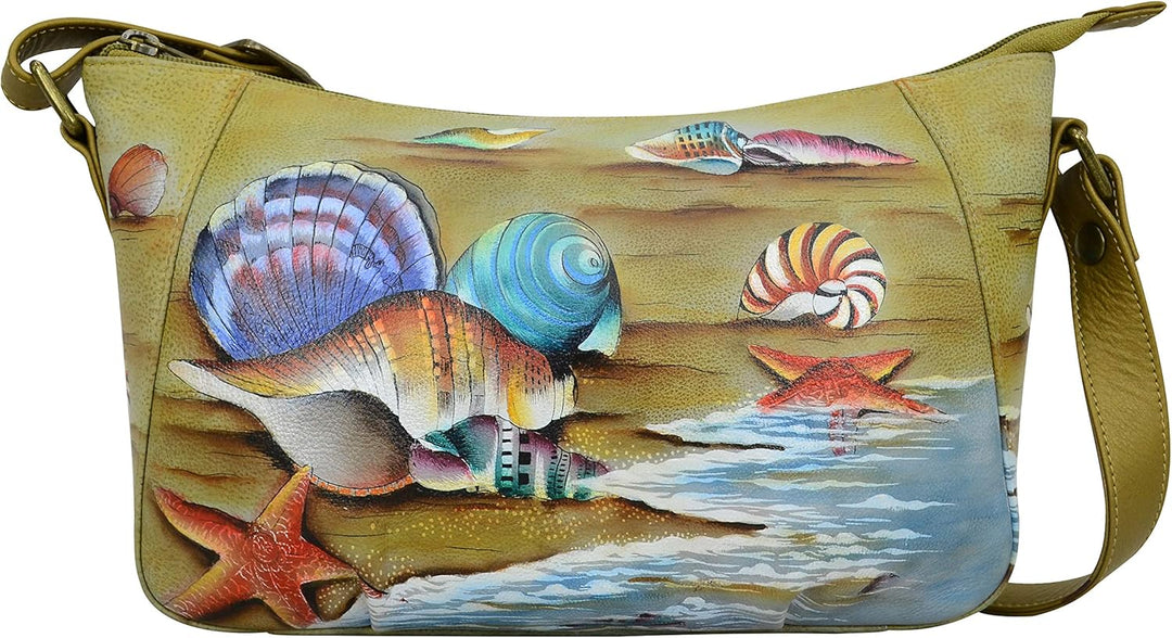 Anuschka Handbemalte Hobo Schultertasche aus Echtleder Gift Of The Sea, Gift Of The Sea