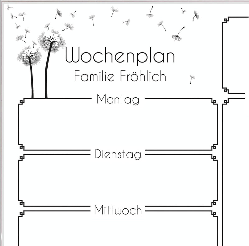 BANJADO Kalender beschreibbar aus Glas | Familienkalender 60cm x 40cm gross | Planer abwischbar mit