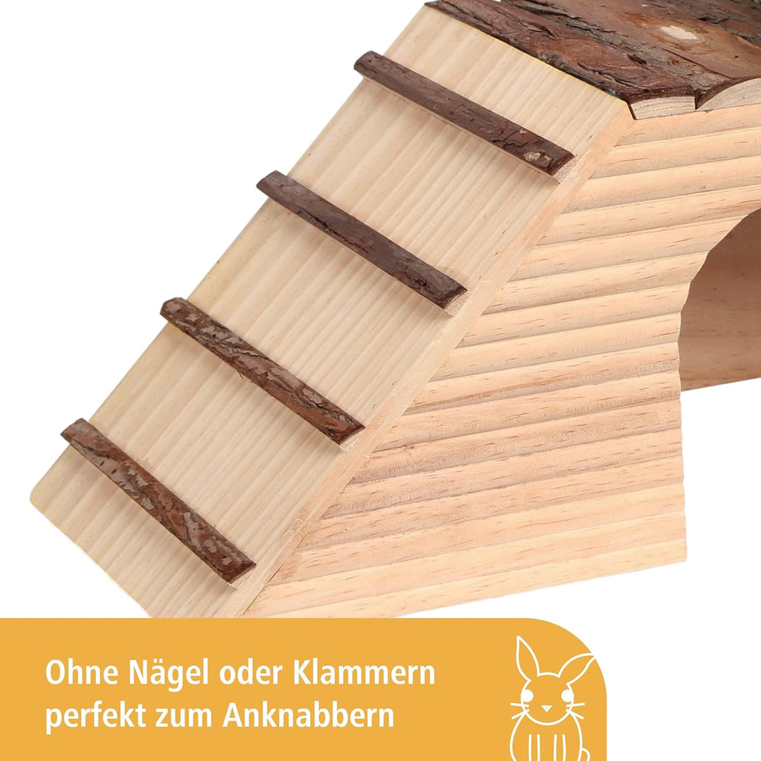 Kerbl 82746 Nagerhaus Nature 47 x 22 x 20 cm mit Rampe und integrierter Futterplatz