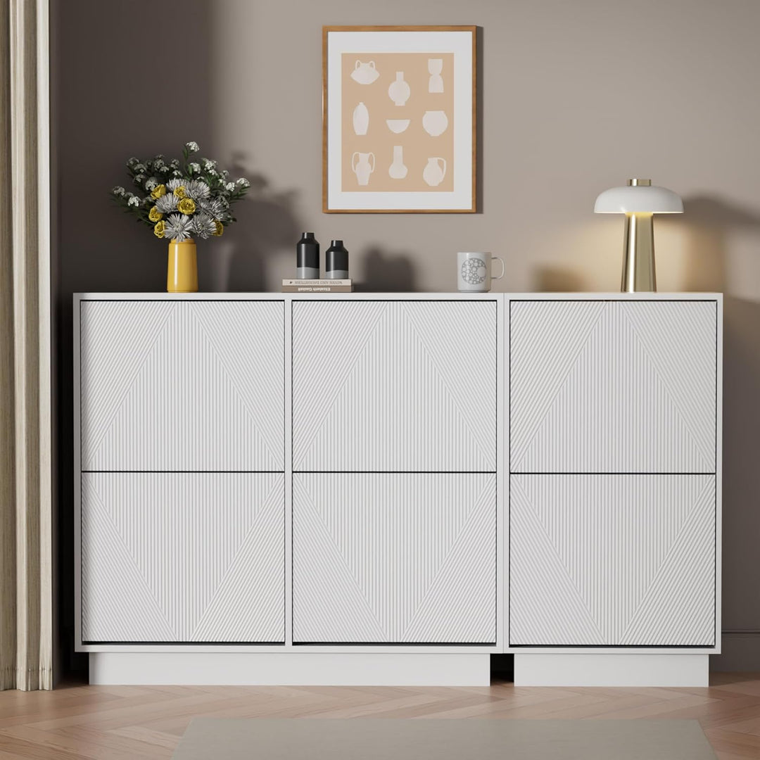 UEV Schuhschrank mit 4 Klappen schmal, Drucktüröffner Push to Open, Schuhkommode mit Kippschutz, Sch
