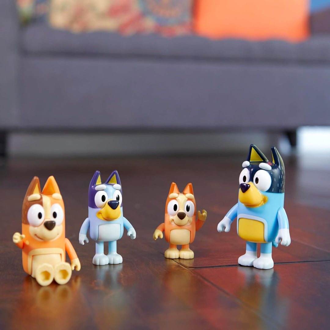 BlueY 4er-Figuren-Set Familie, Bingo, Bandit und Chilli; 6,3-7,6 cm grosse Figuren mit beweglichen G