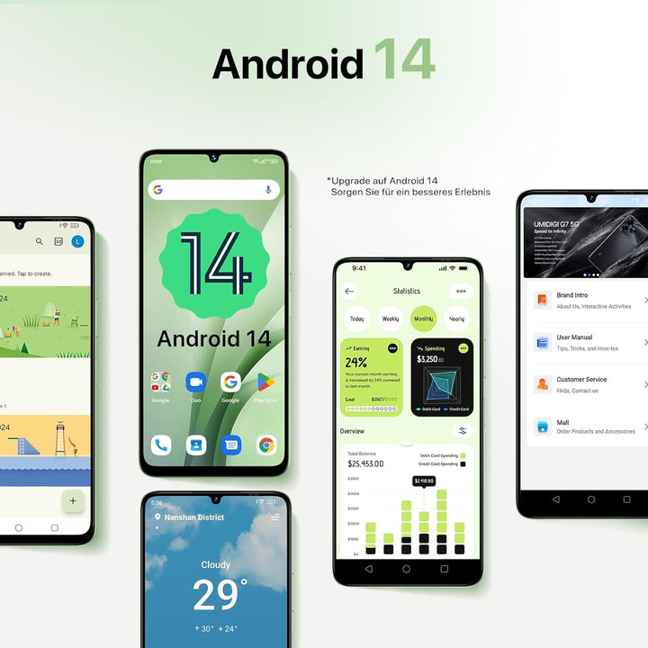 UMIDIGI G9C Android 14 NFC Smartphone(2024),12(6+6)+128GB,90Hz,50MP+8MP Kamera,Bluetooth 5.4,Simlock