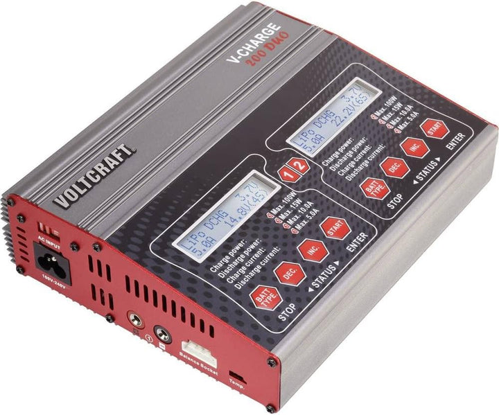 VOLTCRAFT V-Charge 200 Duo Modellbau-Multifunktionsladegerät 12 V, 230 V 10 A Blei, NiMH, NiCd, LiPo