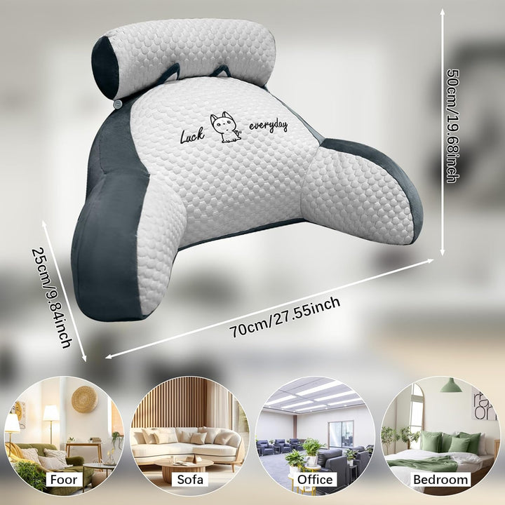 Lesekissen für Bett und Sofa, 70x50cm Gross Erwachsenen Rückenkissen, Komfortkissen Lesekissen mit A