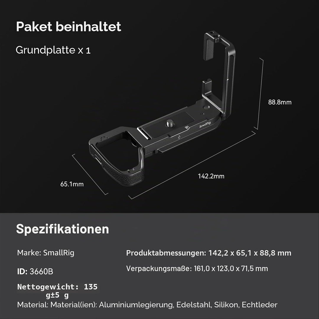 SMALLRIG A7 IV / A7S III / A1 L-Bracket für Arca-Typ, A7 IV L Winkel L-Bracket L-Schnellwechselplatt