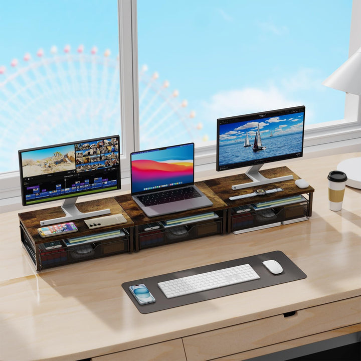 Computer-Monitorständer, Schreibtisch-Organizer mit Schublade, Schreibtischzubehör & Desktop-Aufbewa