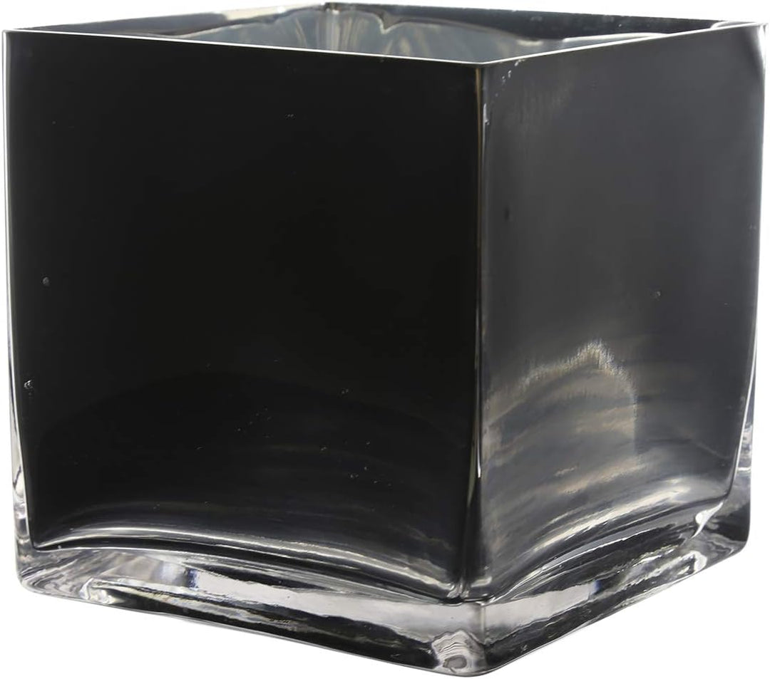 WGV Schwarze Glasvase, Kerzenhalter, 12,7 x 12,7 x 12,7 cm, blumiger Akzent, Heimbüro-Dekor, 1 Stück