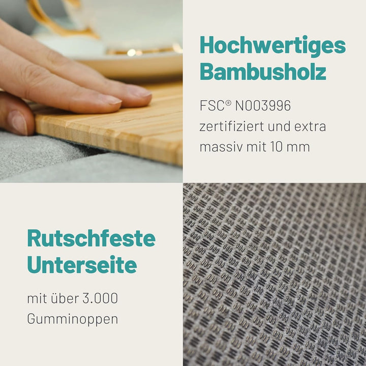 D&amp;D Living Sofatablett - Couch Ablage flexibel für Armlehne aus natürlichem Holz | Tablett für Sofa,