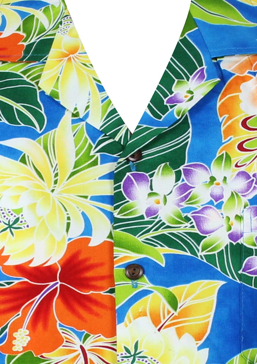 P.L.A. Pacific Legend Original Hawaiihemd, Kurzarm, New Flower, Türkis, 4XL