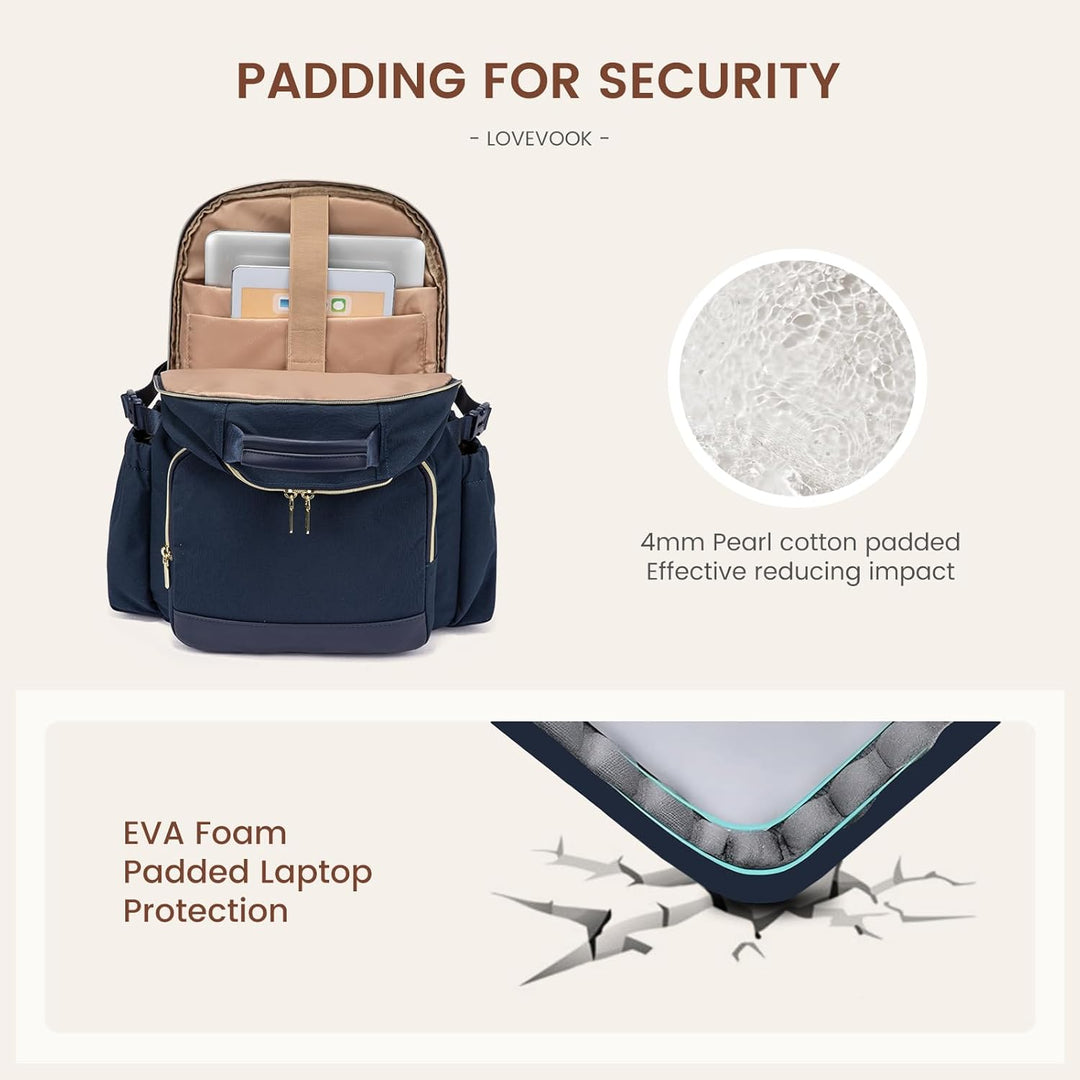 LOVEVOOK Rucksack Damen,15.6 Zoll Laptop Schulrucksack Teenager mit grossem Fach für Trinkflaschen,T