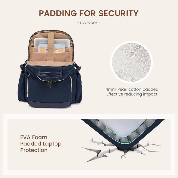 LOVEVOOK Rucksack Damen,15.6 Zoll Laptop Schulrucksack Teenager mit grossem Fach für Trinkflaschen,T