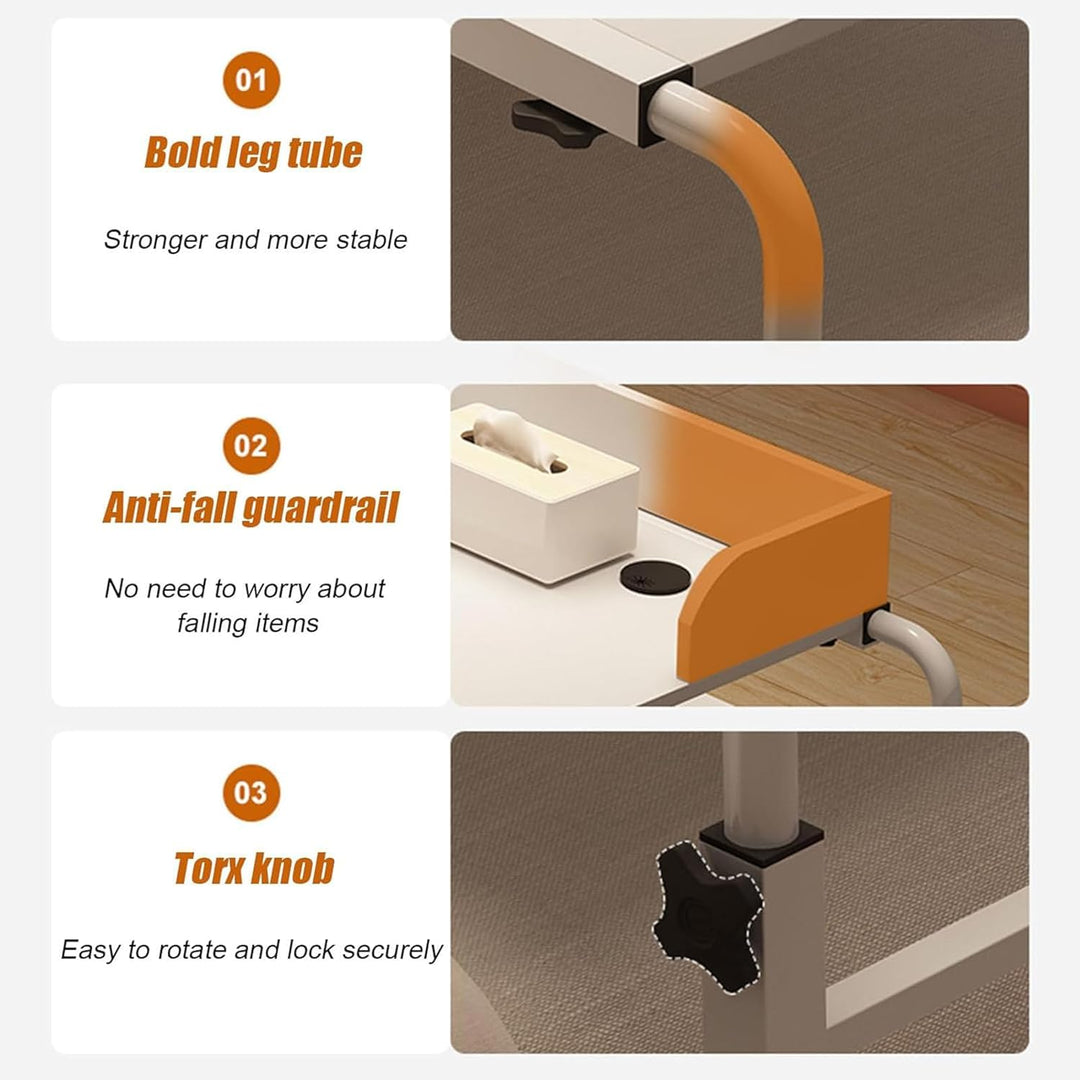 GXQFC Ausziehbarer Beistelltisch Überbetttisch mit Rollen, Überbetttisch mit Rollen Mobiler Schreibt