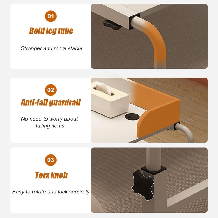 GXQFC Überbetttisch mit Rollen, Pflegetisch auf Rollen Höhenverstellbar Schreibtisch PC Tisch über B