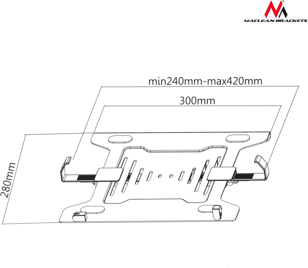 Maclean MC-883+MC-764 Laptop Halterung Kompatibel mit Laptops/Notebooks von 23 bis 42 cm Tischhalter