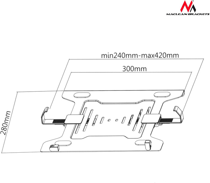 Maclean MC-883+MC-764 Laptop Halterung Kompatibel mit Laptops/Notebooks von 23 bis 42 cm Tischhalter