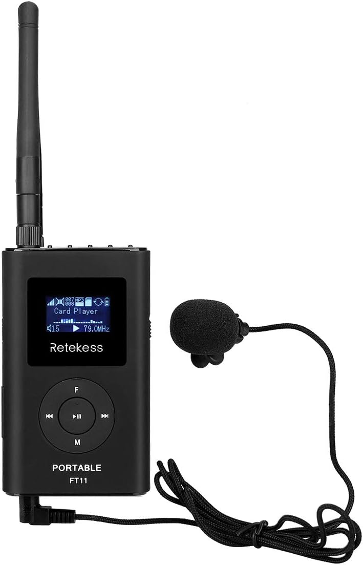 Retekess FT11 Tour Guide System FM-Transmitter mit 2000 mAh Wiederaufladbarem Akku, für Gleichzeitig
