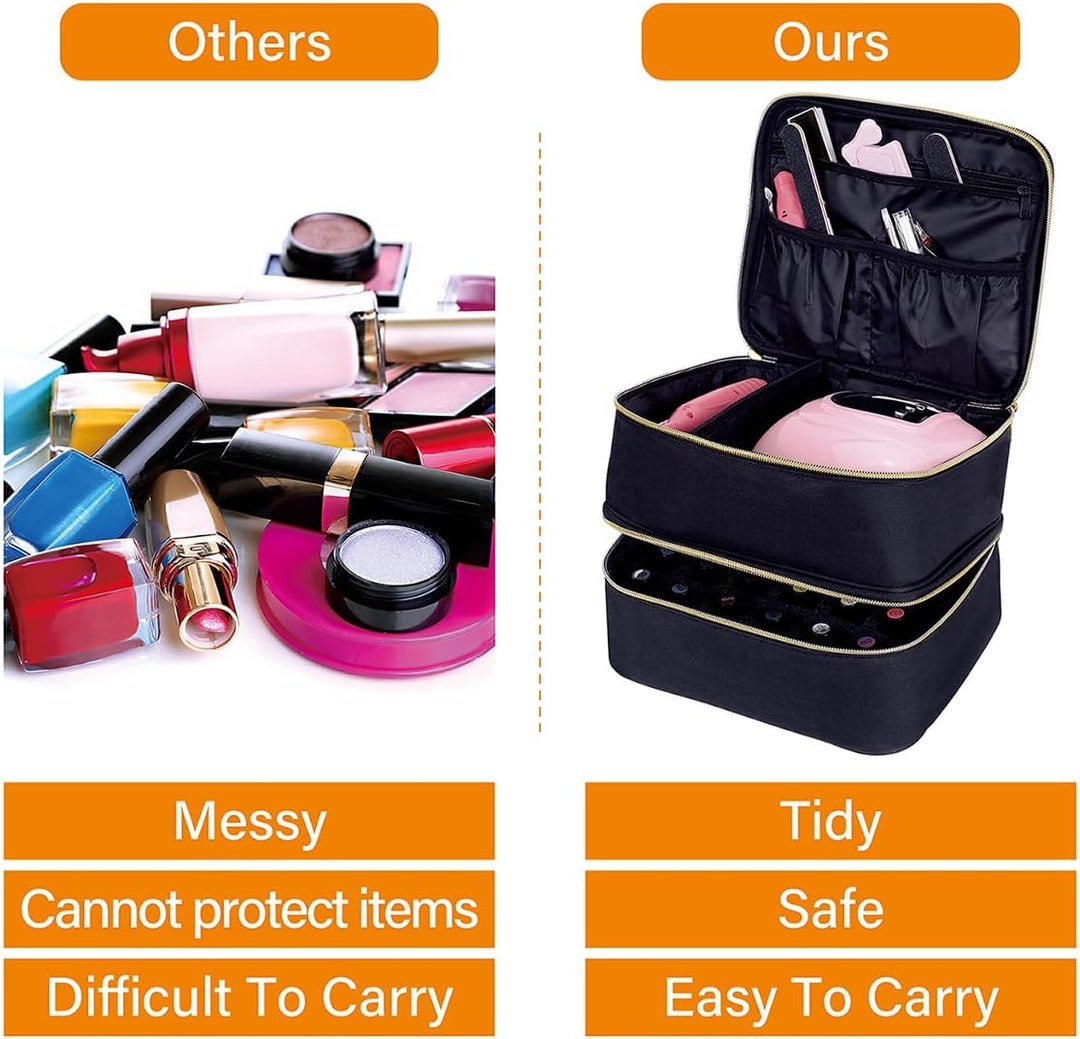 Nagellack Aufbewahrung Tasche Doppelschicht Nagellack Organizer Lagerung 30 Flaschen (15 ml / 0,5 FL
