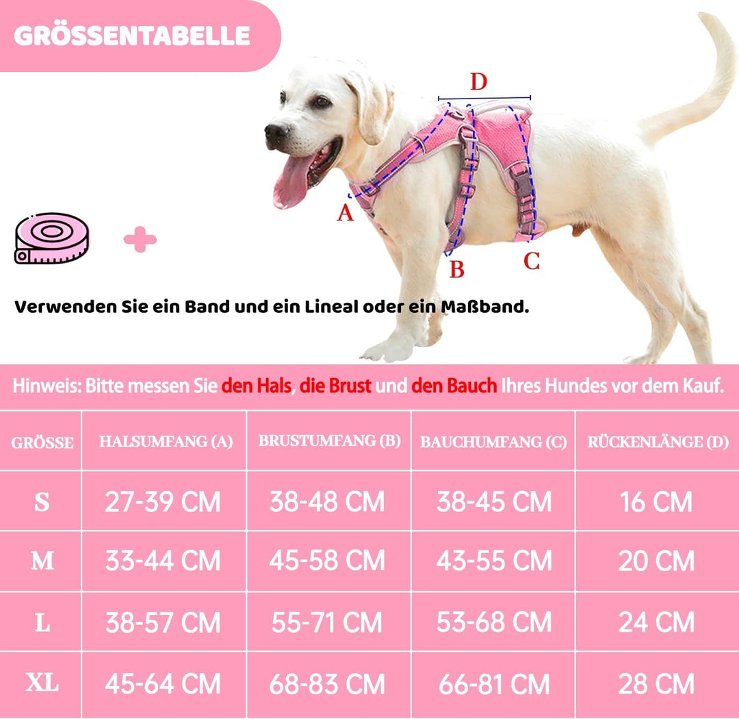 BELPRO Mehrzweck-Hundegeschirr, ausbruchsicher, kein Ziehen, reflektierend, verstellbare Weste mit s