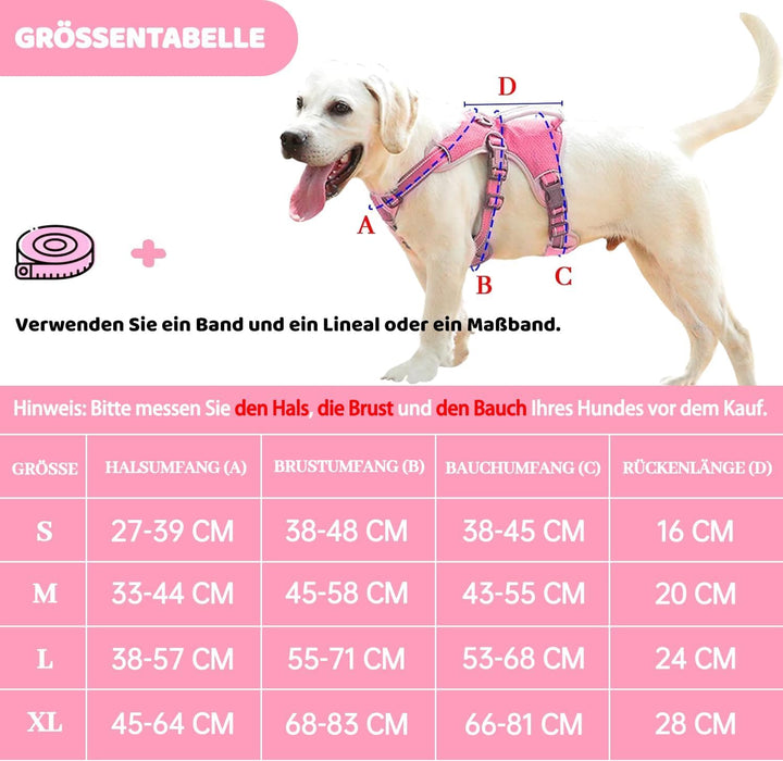 BELPRO Mehrzweck-Hundegeschirr, ausbruchsicher, kein Ziehen, reflektierend, verstellbare Weste mit s