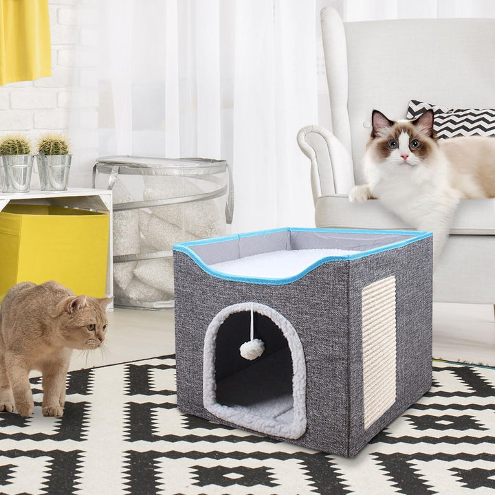 FURRYPAWS Katzenhöhle - Gemütliches Katzenhaus für drinnen und draussen, Ideal als Katzenhaus Indoor