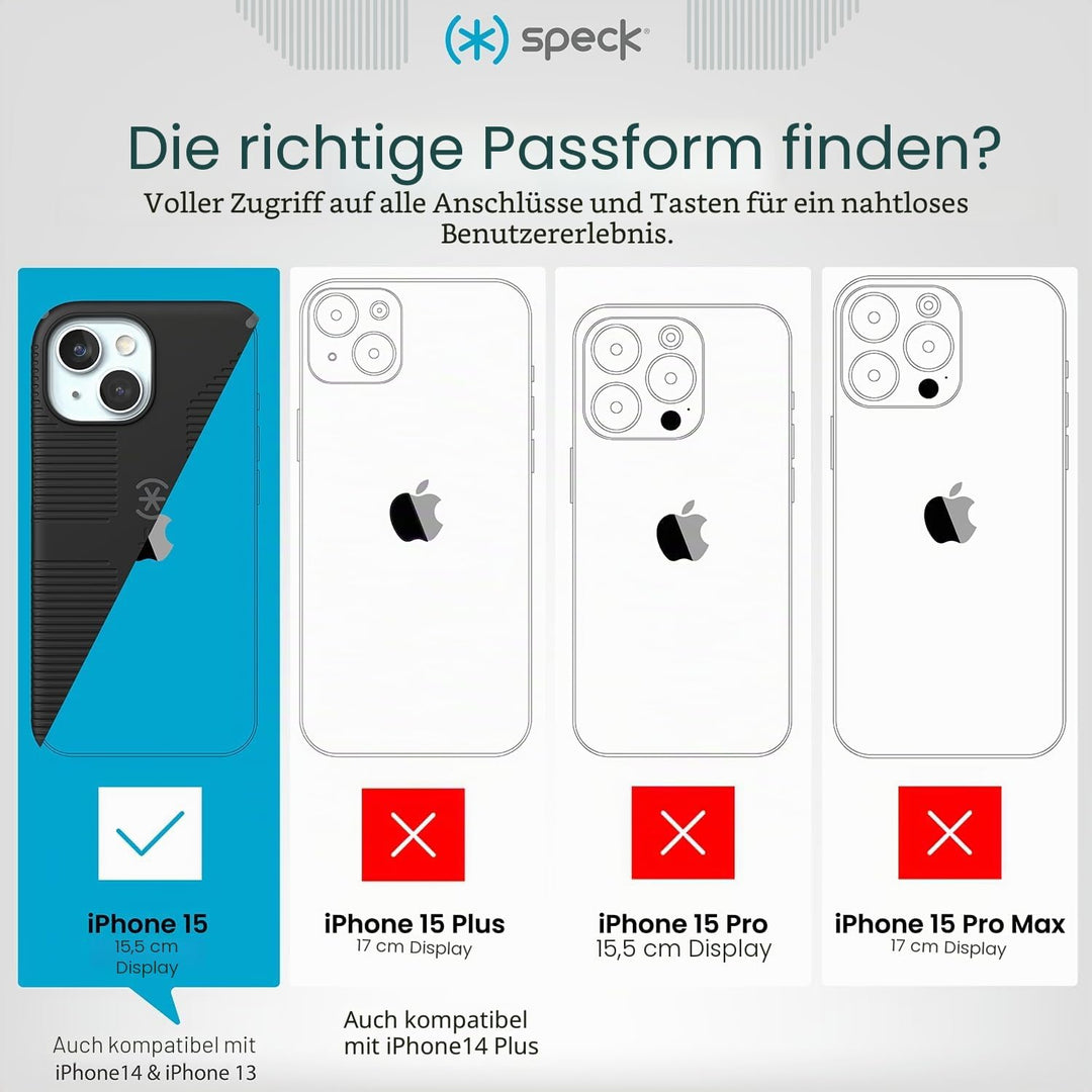 Speck iPhone 15 Hülle - Gebaut für MagSafe, Fallschutzgriff - für iPhone 15 iPhone 14 & iPhone 13 -