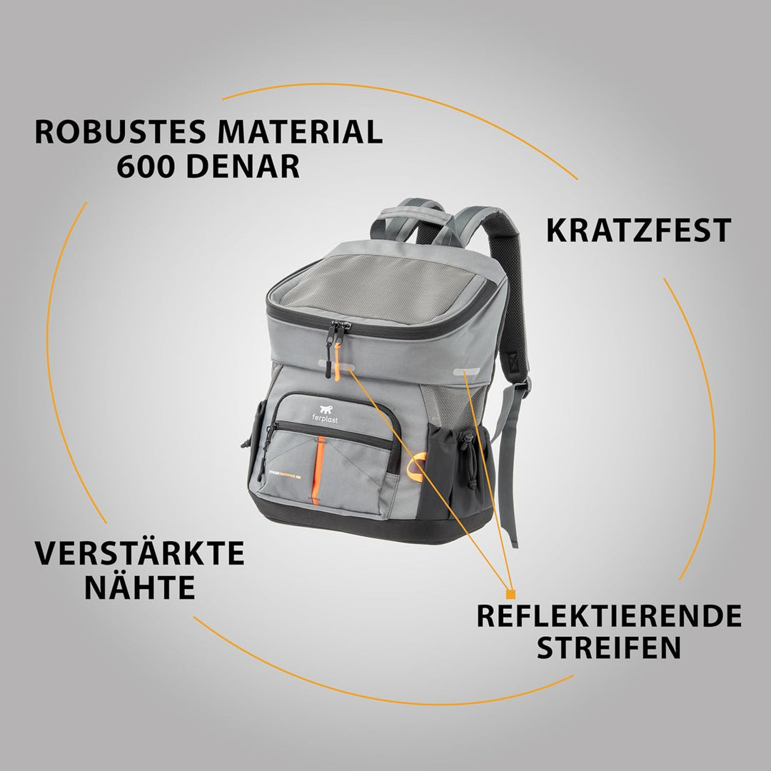 Ferplast Hunderucksack Voyager Backpack, Katzenrucksack, Hundetasche, Hundebox, Weite Öffnung, verst