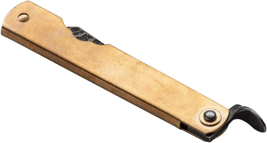 Higonokami 01PE313 Hoseki Taschenmesser aus Stahl und MessinginderFarbeGold-16,50cm