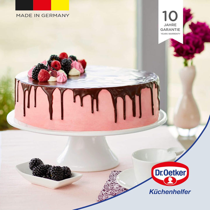 Dr. Oetker Springform Ø 26 cm EXCLUSIVE, Backform mit schnitt- & kratzfestem Flachboden mit Emaille-