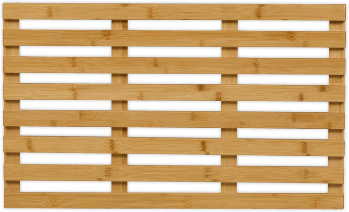 Relaxdays Bambus Badematte, 66 x 40 cm, rutschfeste Duschmatte für Badewanne, Dusche, Sauna, Indoor