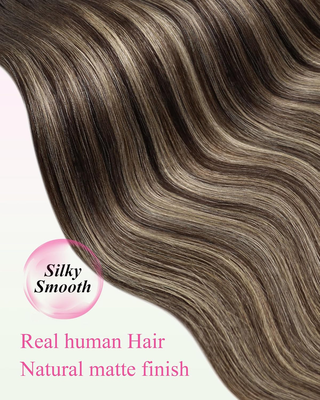 YoungSee Tape in Extensions Echthaar Ombre Echthaar Extensions Tape 50cm Dunkelbraun Balayage Blond