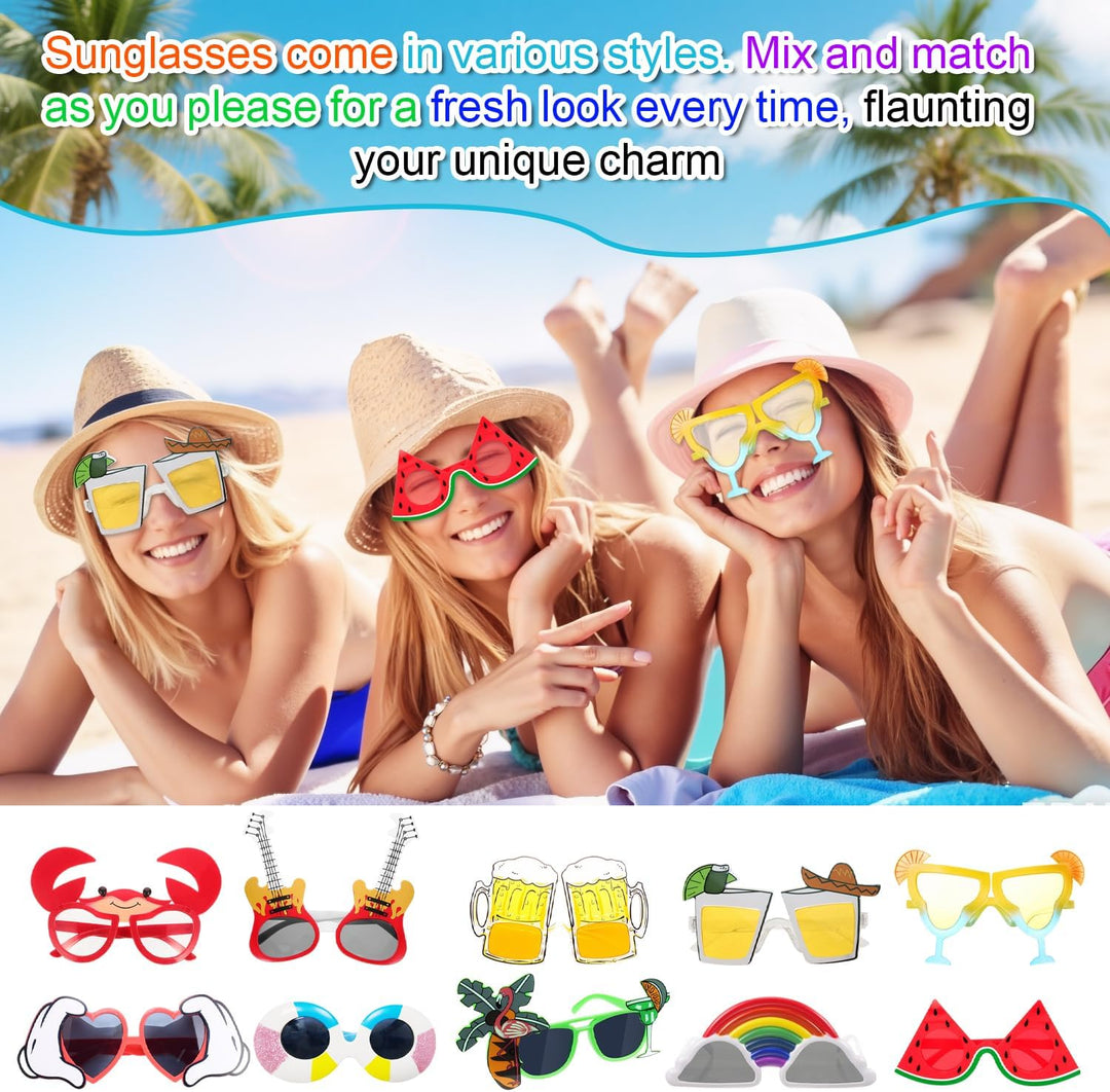 10 Einzigartige Hawaiianische Lustige Sonnenbrille Partybrillen Fotobox Accessoires Diese Neuartigen