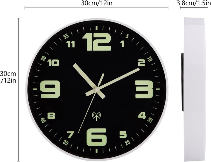 Funkuhr Wand Wanduhr Funk lautlos Leuchtend im Dunkeln Funkwanduhr Wanduhr Ohne Tickgeräusche Geräus