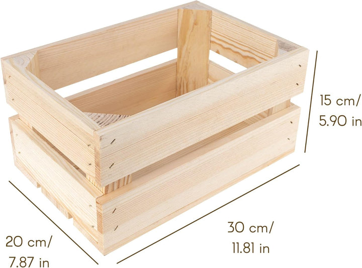 Creative Deco 3 x Kleine Holzkiste Natur | Weinkisten Set Obstkiste Holz | 30 x 20 x 15 cm | Geschli