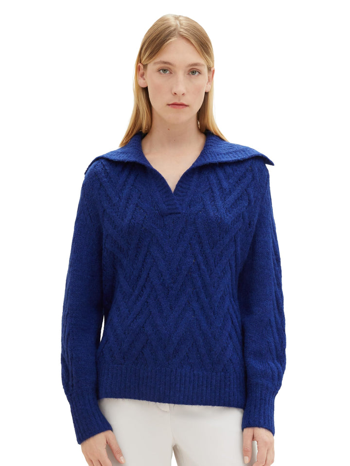 TOM TAILOR Damen Pullover M 33965 - Crest Blue Melange, M 33965 - Crest Blue Melange