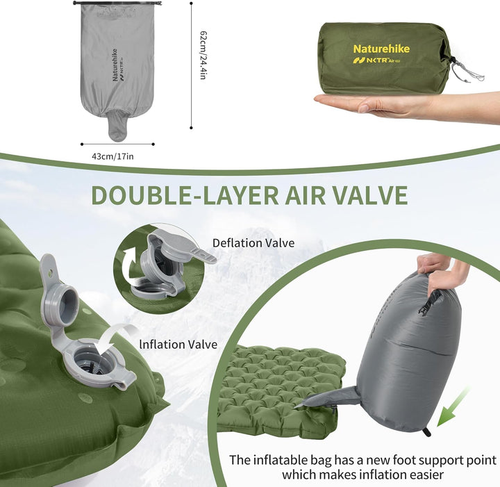 Naturehike Thermal Serie 4,6R- Camping Isomatte Ultralight 4 Jahreszeiten (-15℃) Selbstaufblasend mi
