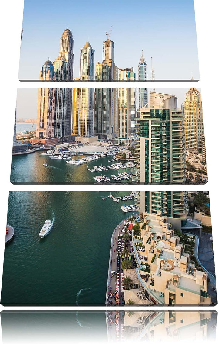 Pixxprint Dubai Metropole als Leinwandbild - Grösse: 3-Teilig (120x80cm) - Wandbild - Kunstdruck - f