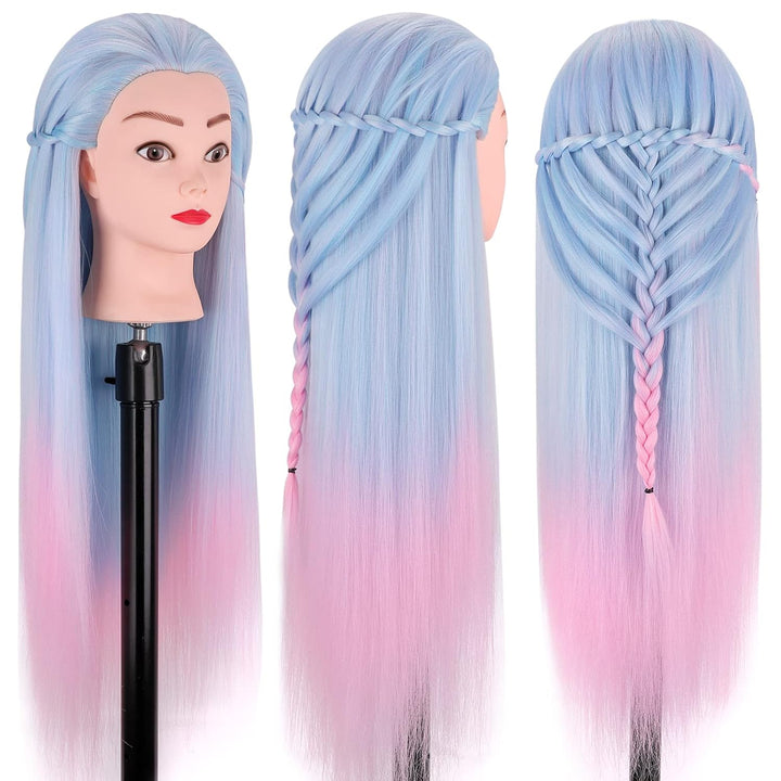 TopDirect Trainingskopf für Friseure 75cm/29.5 Zoll Frisurenkopf Langhaar 100% Synthetische Haare Üb