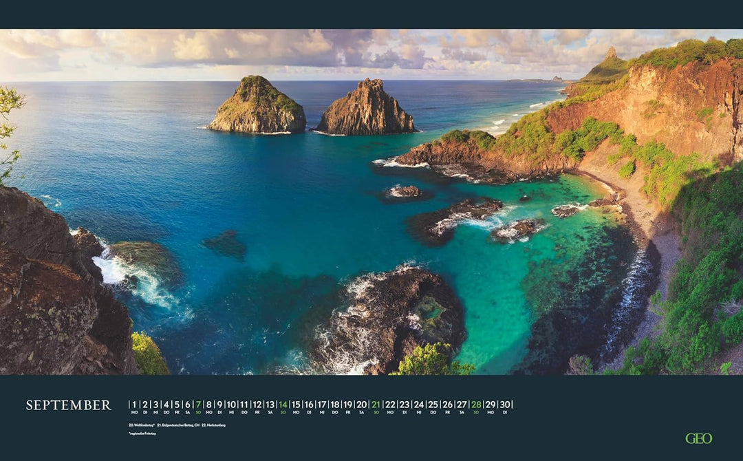 GEO - Sehnsuchtsorte 2026 – Wandkalender 58x36 cm, Poster-Kalender mit 12 Monatsblättern, deutschem