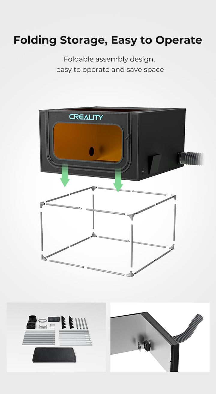 Creality Lasergravierer Gehäuse V2.0 mit Entlüftung, Laser Cutter Schutzhülle mit Ventilator und Roh