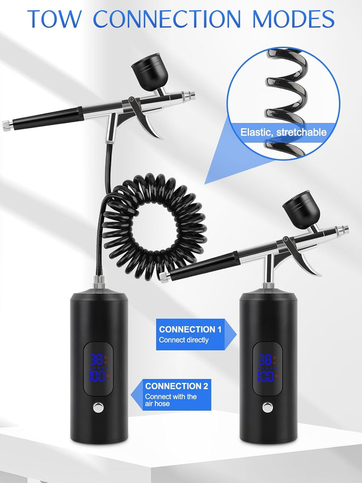 Kalolary 38PSI Airbrush-Set mit Kompressor, Mehrzweck Kabelloser Hochdruck-Kompressor Wiederaufladba