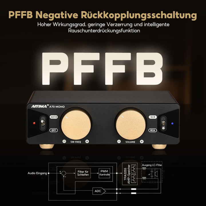AIYIMA A70 Mono Leistungsverstärker mit PFFB TPA3255 Mini Class D Verstärker mit Subwoofer HiFi Heim