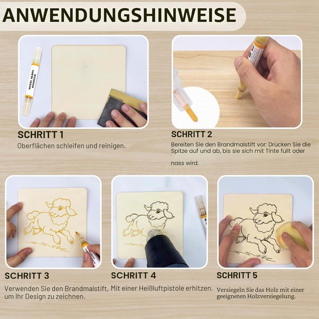 Kintsukuroi Holzmarker, 2 Stück Verbrennungsstift für Holzverbrennung, doppelseitiger Kunst-Holzbren