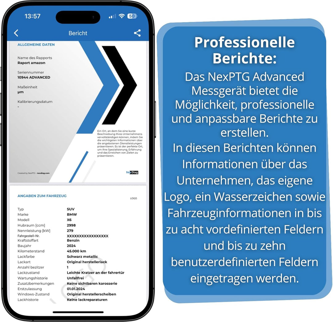 NexPTG Lackmessgerät Auto 2200 μm Lackschichtdickenmessgerät kfz Lackdickenmessgerät Schichtdickenme