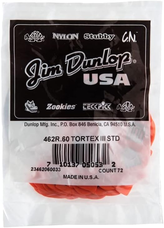 Dunlop Pick Tortex III 0.60 - Orange Packung mit 72 Stück