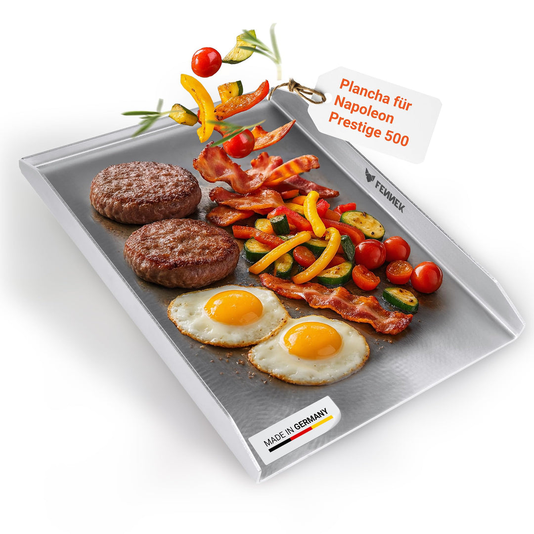 FENNEK Plancha für Napoleon 45,4 x 34,4 cm mit abgeschrägter Hinterkante | 4,0 mm Edelstahl | Teppan