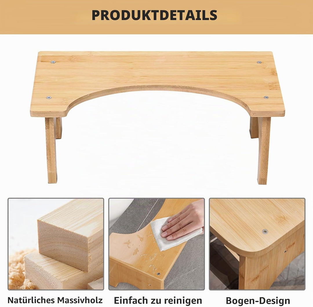 SUNOYA Anti-Rutsch WC-Hocker aus Holz für Erwachsene, tragbar im Badezimmer
