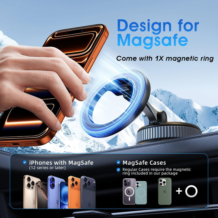 Handyhalterung Auto – Magsafe Autohalterung mit Klebepad & Vakuum Saugnapf, Handy Halterung Auto für