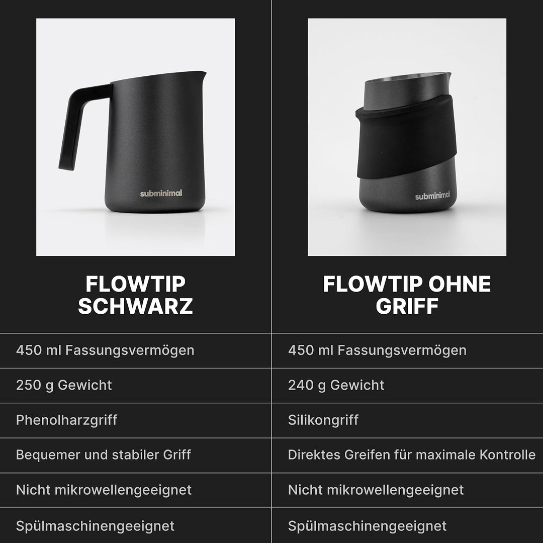Subminimal FlowTip Handloser Krug | Milchaufschäumer, schäumender Krug für Premium-Kaffee im Barista