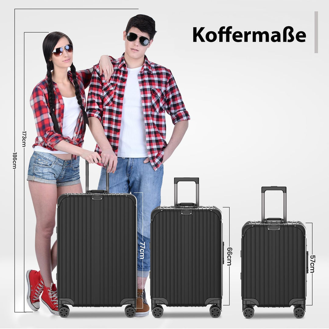 Voyagoux Koffer - 114L, Hartschalenkoffer gross, TSA-Schloss, Aluminium, Reisekoffer mit Rollen, 4X