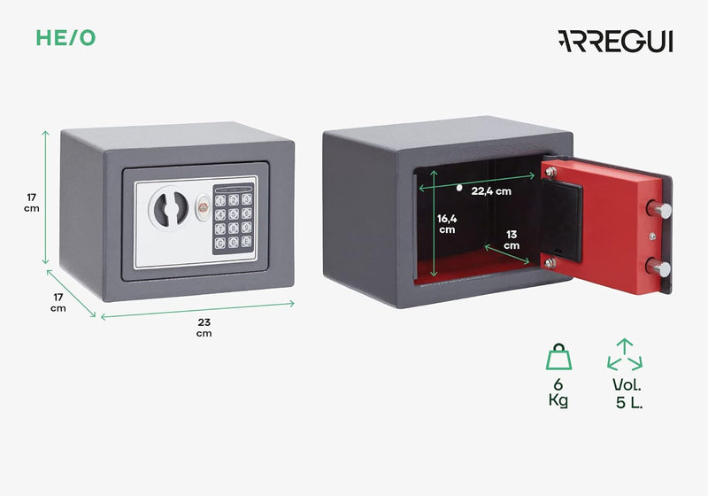 Domus HE/0 Tragbarer elektronischer Tresor, Dunkelgrau